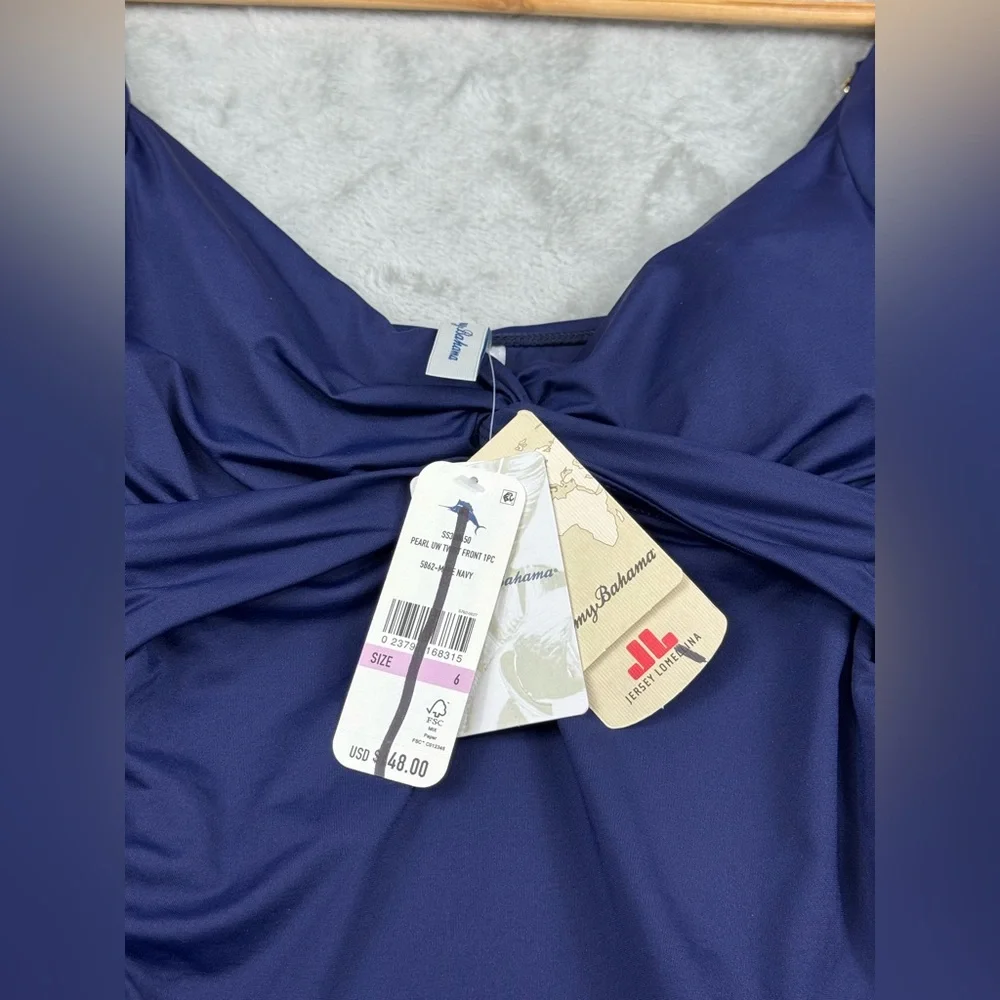 Tommy Bahama pearl UW twist front one piece bathing suit sz 6 new‎ w tags